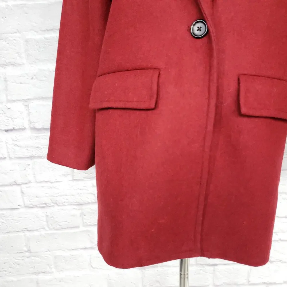 J. Crew Melton Wool Boyfriend Topcoat Red Size 00P